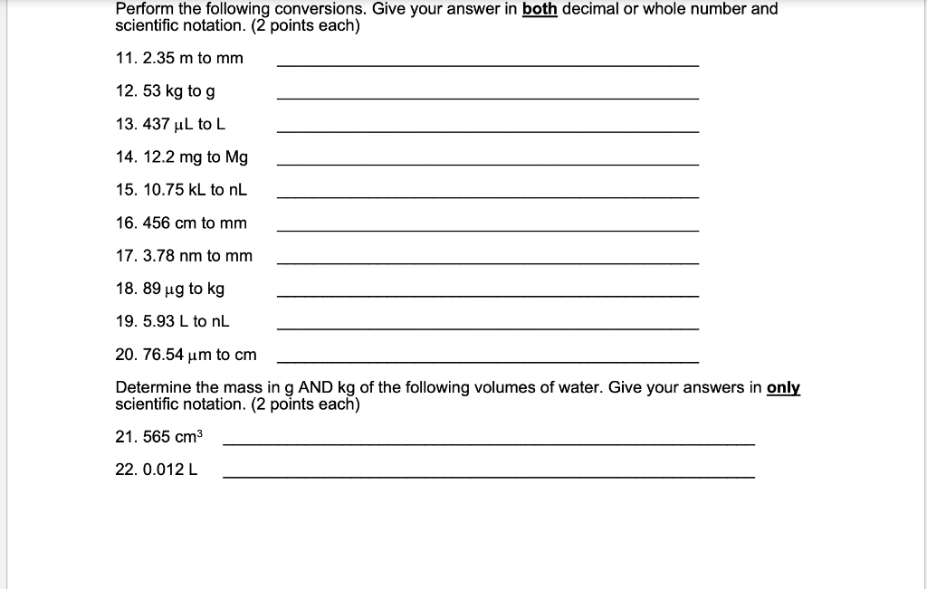 Solved Perform the following conversions. Give your answer