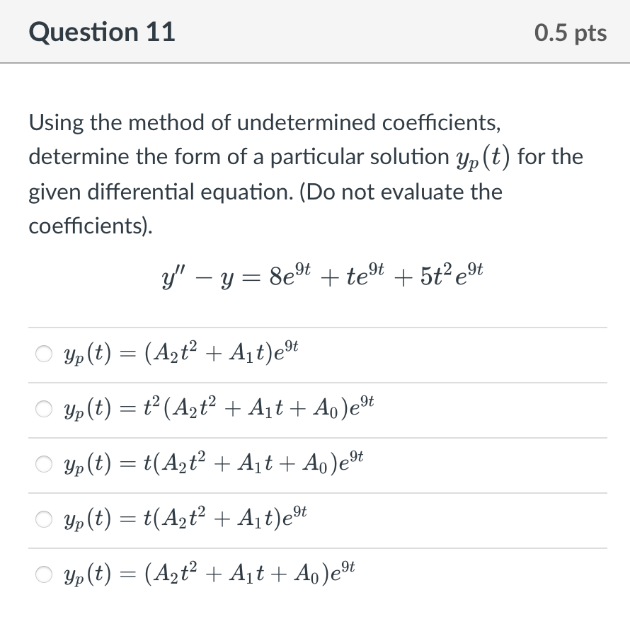 Solved Using the method of undetermined coefficients, | Chegg.com