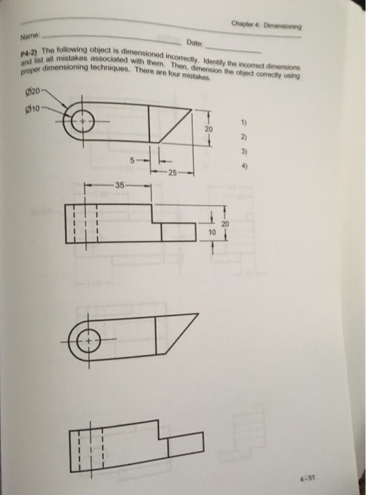 Solved Chapter 4 Dimensioning Name The Following Object Is