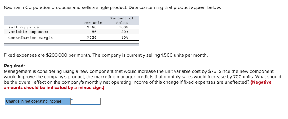 Solved Naumann Corporation produces and sells a single | Chegg.com