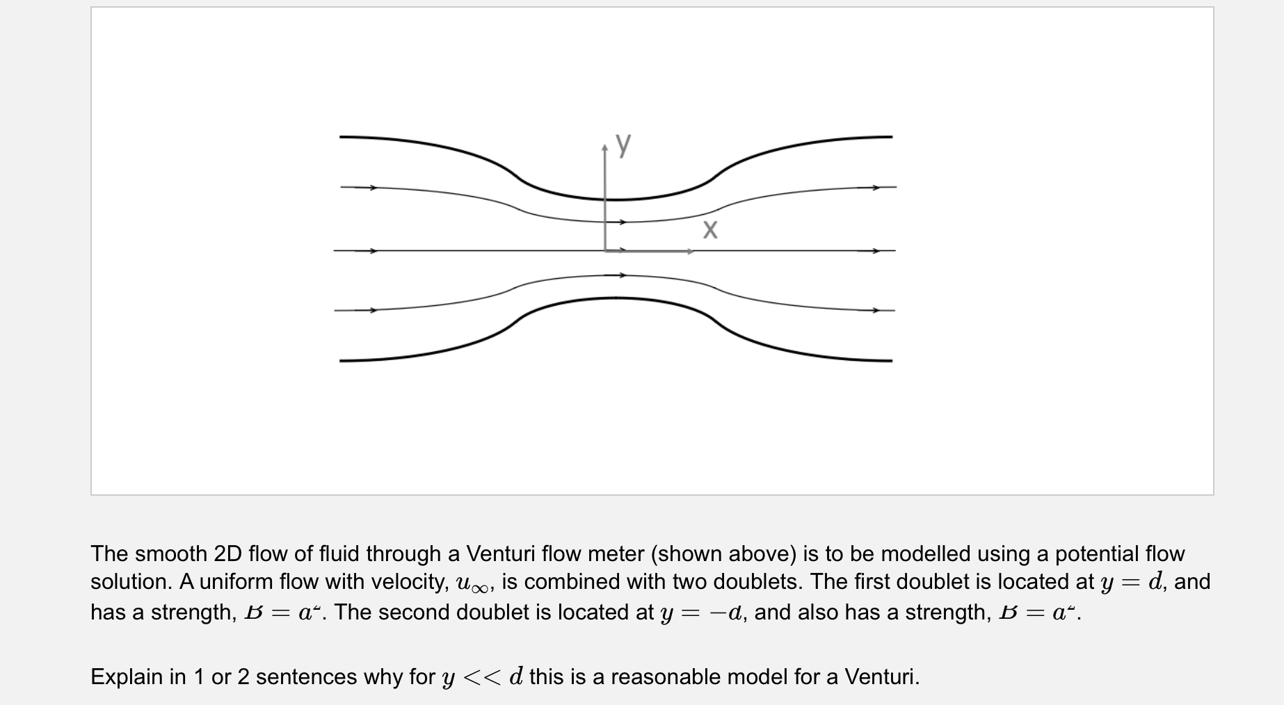 Solved у Х The smooth 2D flow of fluid through a Venturi | Chegg.com