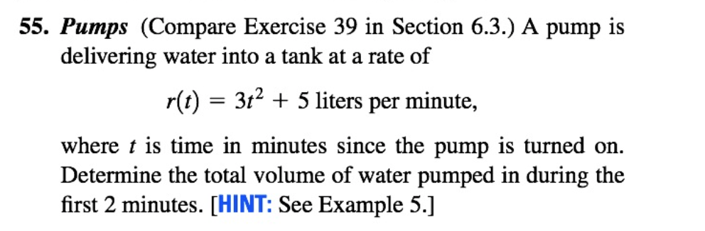 Solved 55. Pumps (Compare Exercise 39 in Section 6.3.) A | Chegg.com