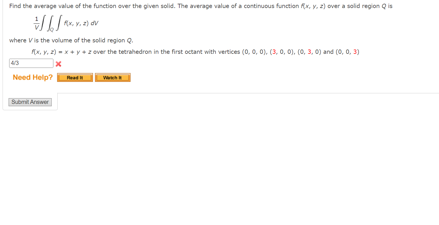 Solved Find The Average Value Of The Function Over The Given