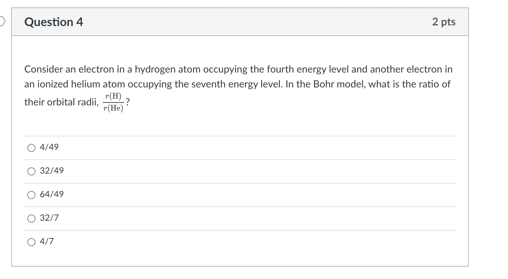 Solved Question 4 2 pts Consider an electron in a hydrogen | Chegg.com