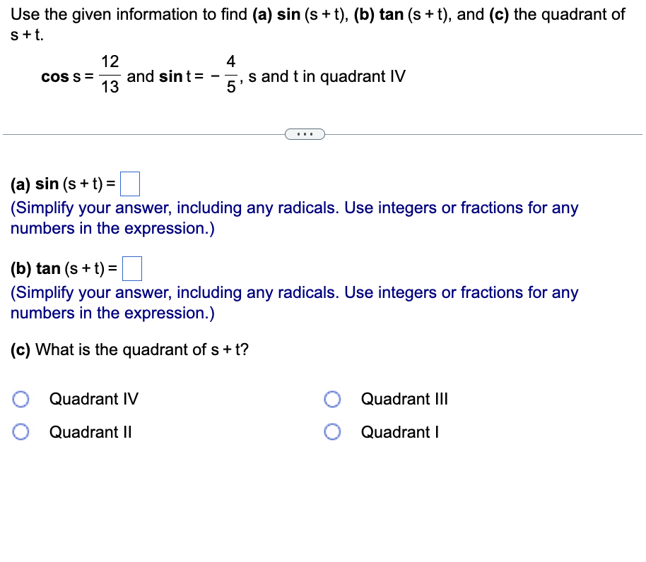 Solved Use the given information to find (a) | Chegg.com