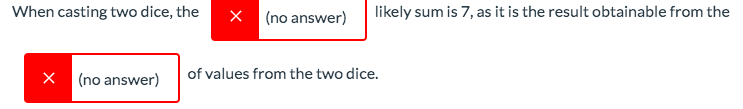 When casting two dice the X (no answer) likely sum Chegg com