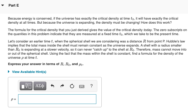 Solved Critical Density of the Universe 1 of 13 Constants | Chegg.com
