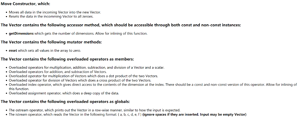 Implementation The implementation of the Vector class | Chegg.com