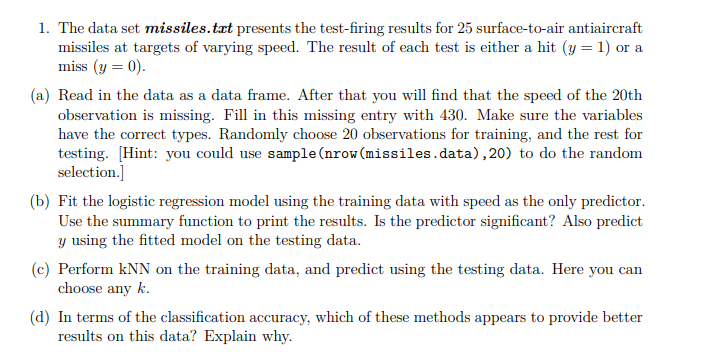 Solved #Data set speed y 400 0 220 1 490 0 210 1 500 0 270 | Chegg.com