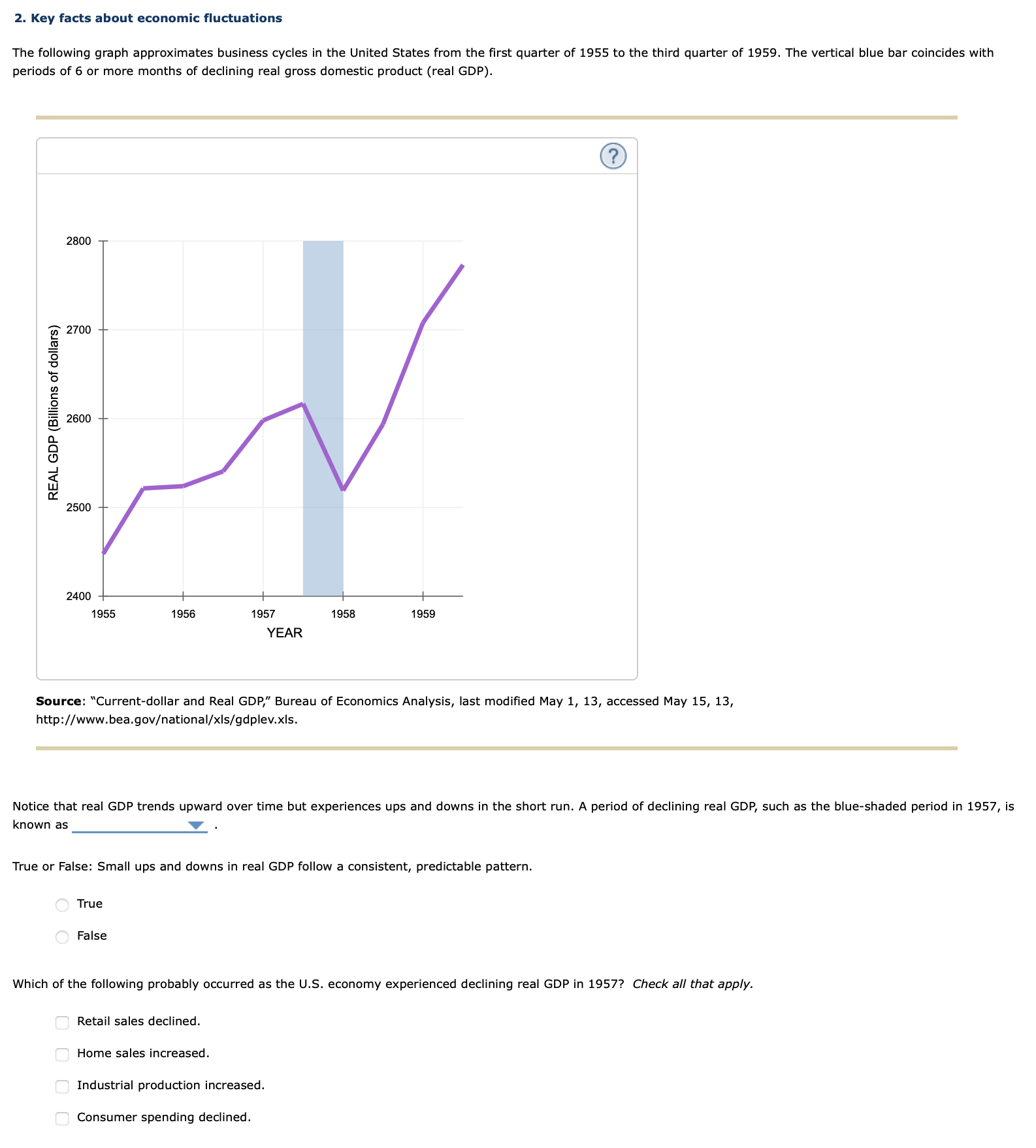 Solved Notice That Real GDP Trends Upward Over Time But Chegg