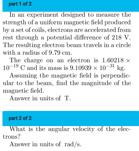 Solved part 1 of 2 In an experiment designed to measure the | Chegg.com