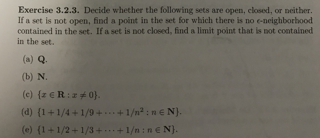 Solved Exercise 3.2.3. Decide whether the following sets are