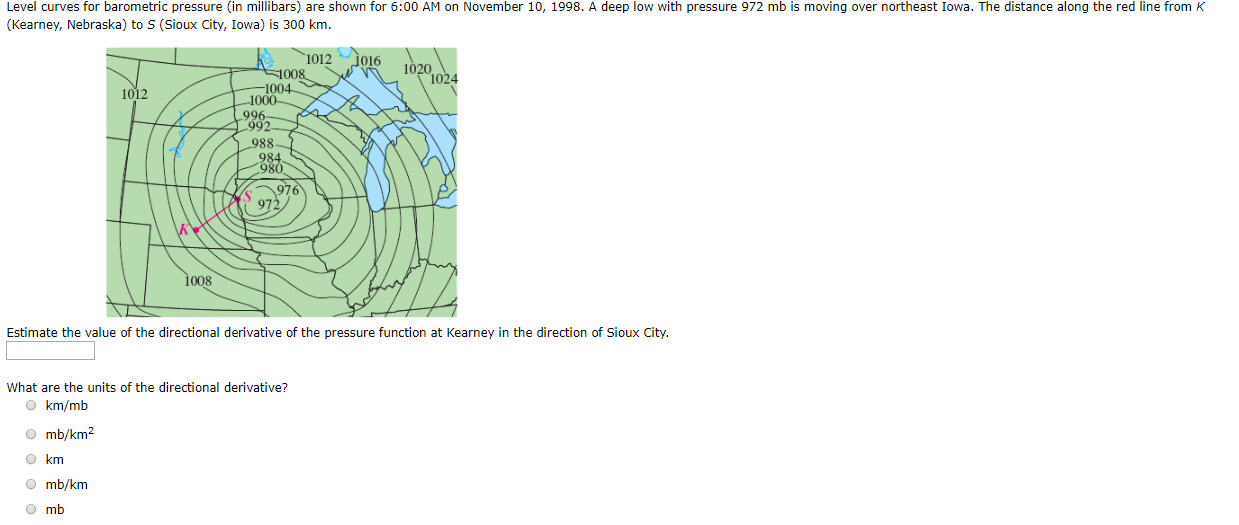 Solved Level curves for barometric pressure (in millibars)