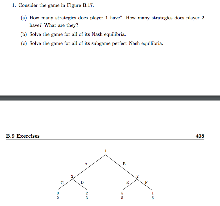 Solved 1. Consider the game in Figure B.17 (a) How many | Chegg.com