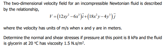 Solved The two-dimensional velocity field for an | Chegg.com