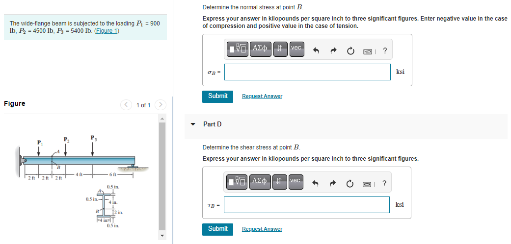 Solved The wide-flange beam is subjected to the loading | Chegg.com