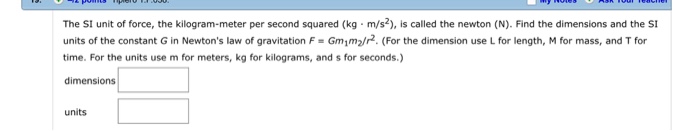 si unit of force is kg metre per second