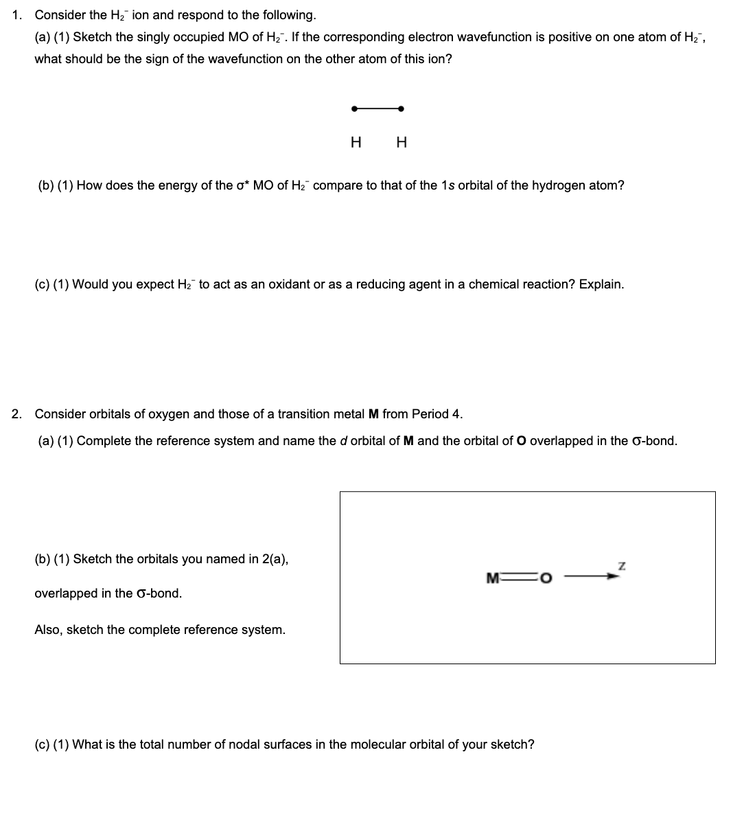 Solved Consider The H2-ion And Respond To The 