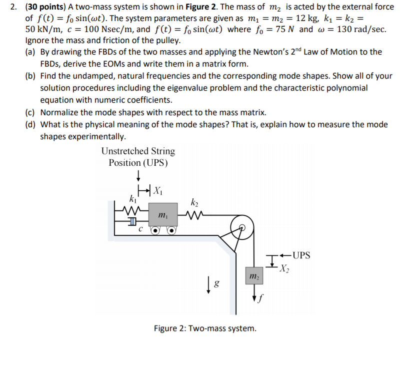 2. (30 points) A two-mass system is shown in Figure | Chegg.com