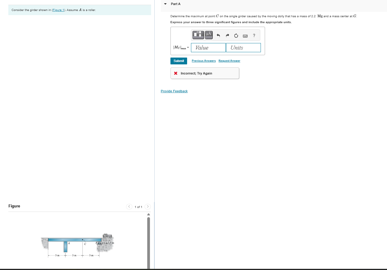 Solved Consider the girder shown in (Figure 1). ﻿Assume A is | Chegg.com