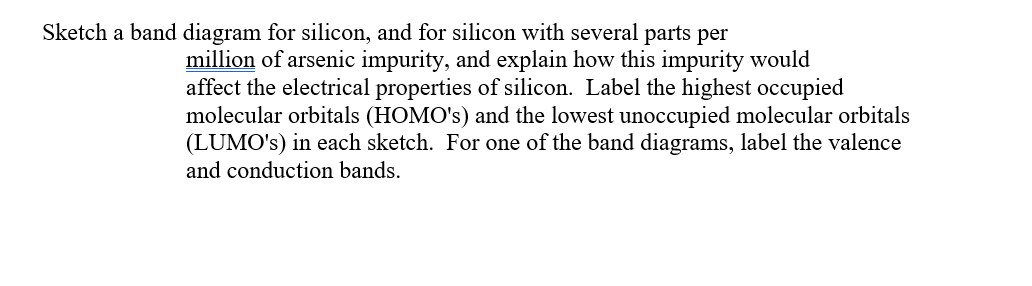 Solved Sketch a band diagram for silicon, and for silicon | Chegg.com
