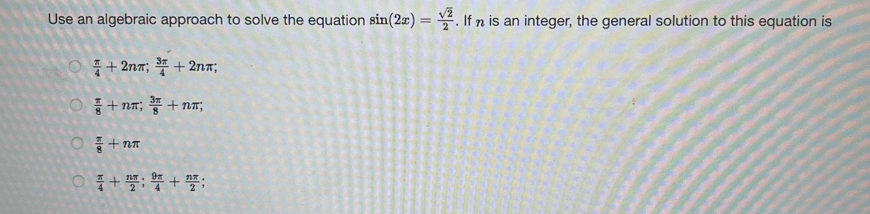 Solved Use an algebraic approach to solve the equation | Chegg.com