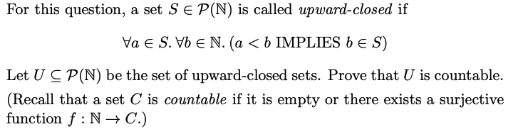 Solved For This Question A Set Sep N Is Called Upward C Chegg Com