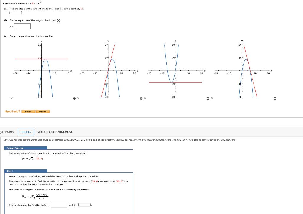 Solved Consider The Parabola Y 6x X2 A Find The Slope Chegg Com