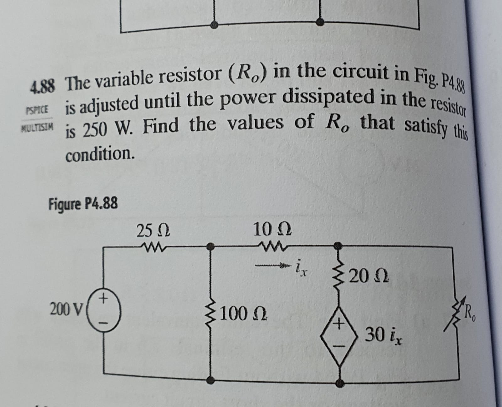 Solved 4.88 The Variable Resistor (Ro) In The Circuit In | Chegg.com