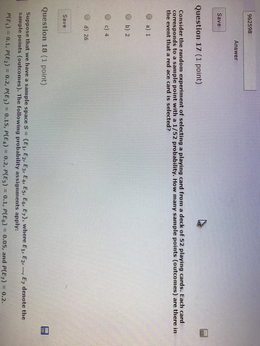 Solved 962598 Answer Save Question 17 (1 point) Consider the | Chegg.com