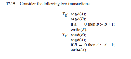 Solved 17.15 Consider The Following Two Transactions: T13: | Chegg.com