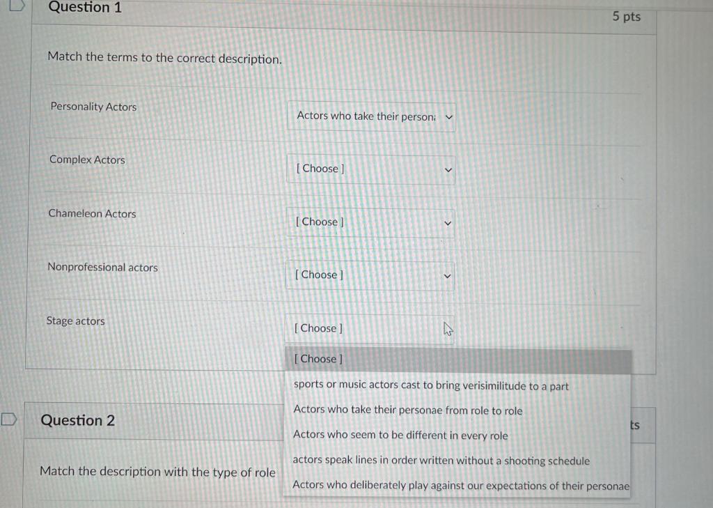 Solved Question 1 5 pts Match the terms to the correct | Chegg.com