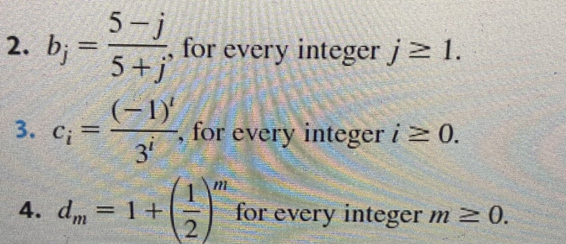 Solved 2. \\( b_{j}=\\frac{5-j}{5+j} \\), for every integer | Chegg.com