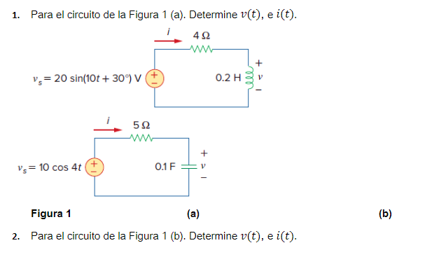 Solved 1. Para el circuito de la Figura 1 (a). Determine | Chegg.com