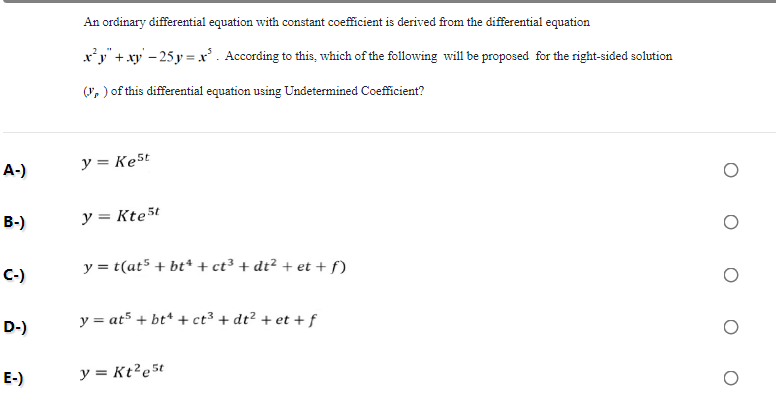 Solved An ordinary differential equation with constant | Chegg.com