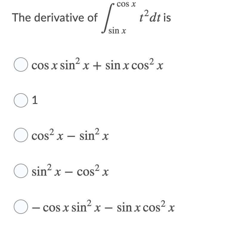 derivative of cos x with respect to sin x