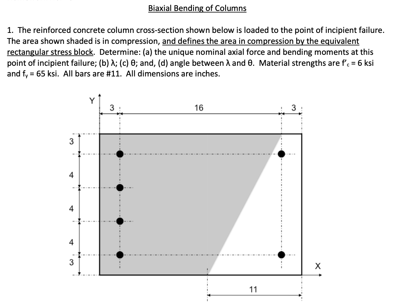 Biaxial Bending Of Columns 1. The Reinforced Concrete | Chegg.com