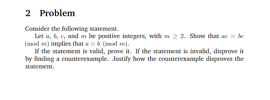 Solved 2 Problem Consider the following statement. Let a, b, | Chegg.com