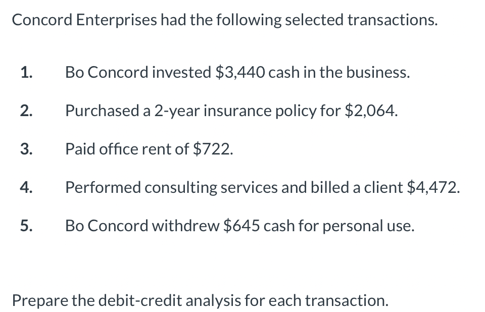 Solved Increase Assets : Debit in $ 3,440 Increase Owner's | Chegg.com