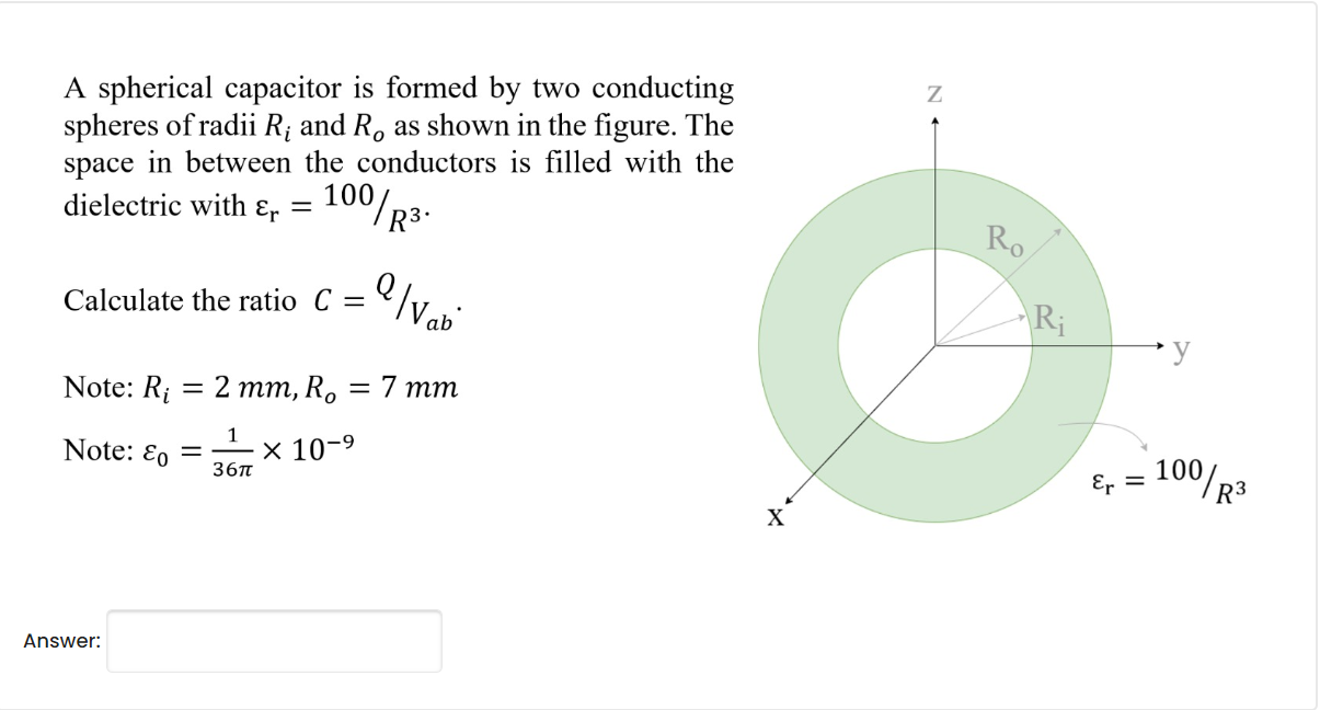 Solved A spherical capacitor is formed by two conducting | Chegg.com