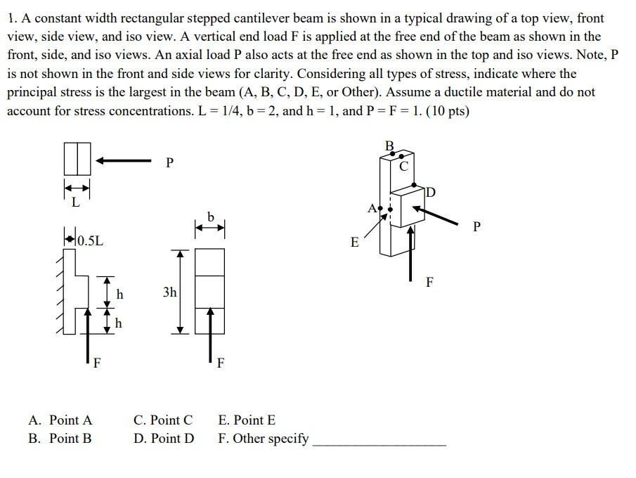 Solved 1 A Constant Width Rectangular Stepped Cantilever