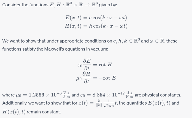 Solved Consider the functions E,H:R3×R→R3 given by: | Chegg.com