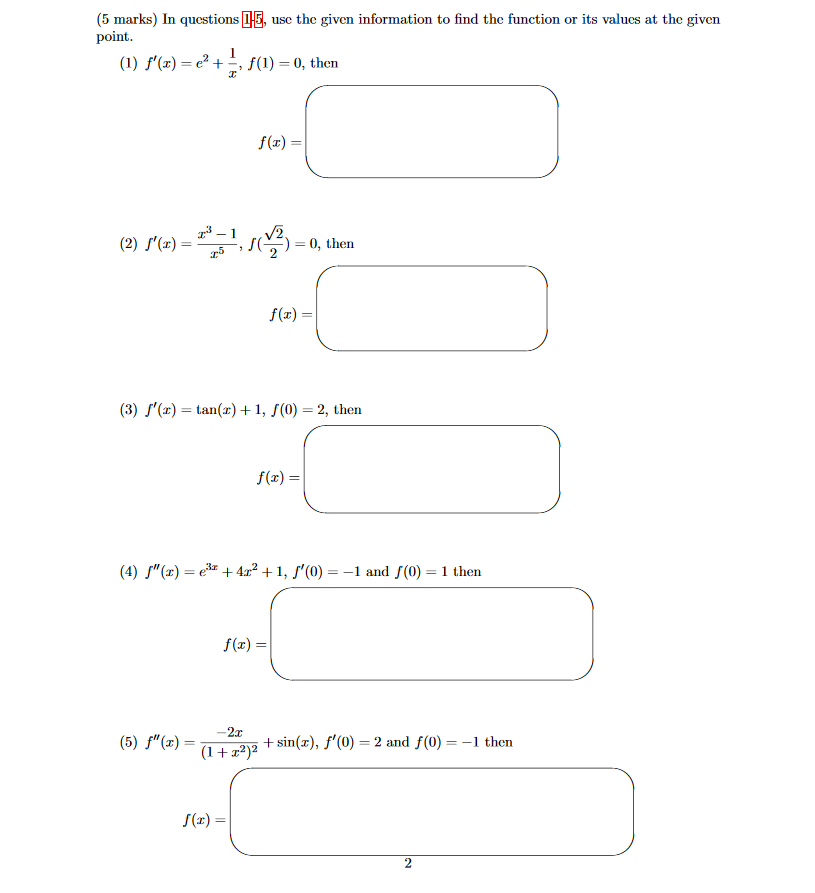 Solved (5 marks) In questions 1-5, use the given information | Chegg.com