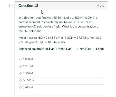 Solved Question 8 4 pts a The lab stock room has 500 mL of a | Chegg.com