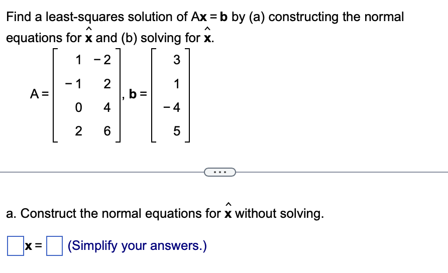 Solved Find A Least-squares Solution Of Ax=b By (a) | Chegg.com