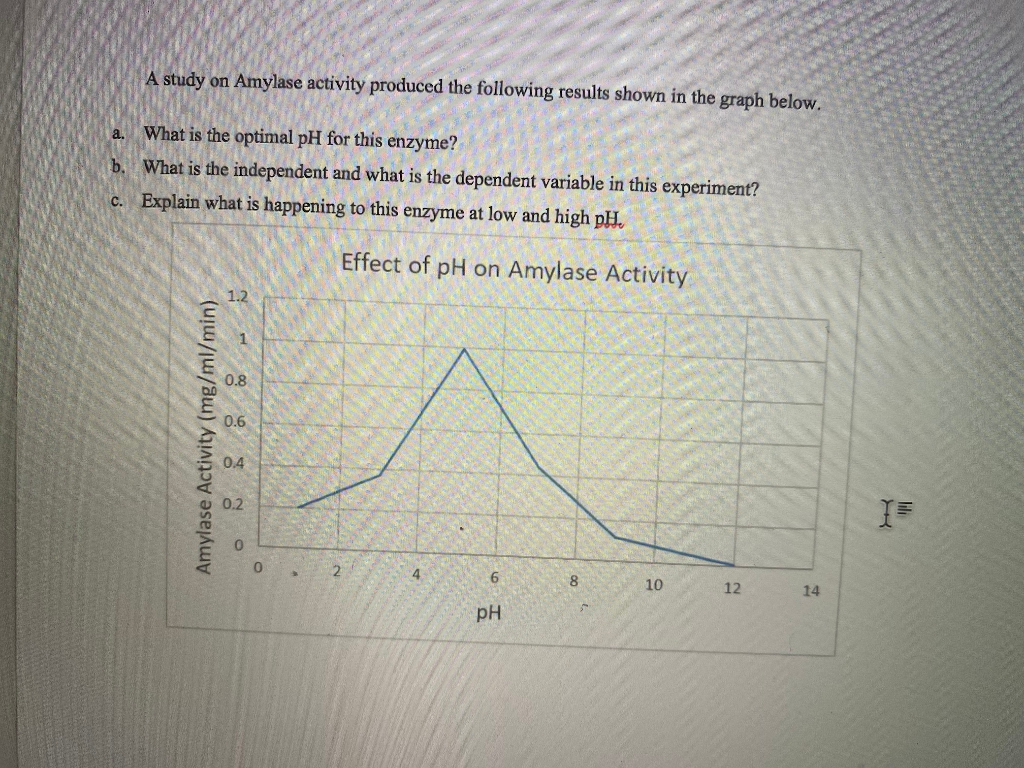 Solved A Study On Amylase Activity Produced The Following | Chegg.com ...