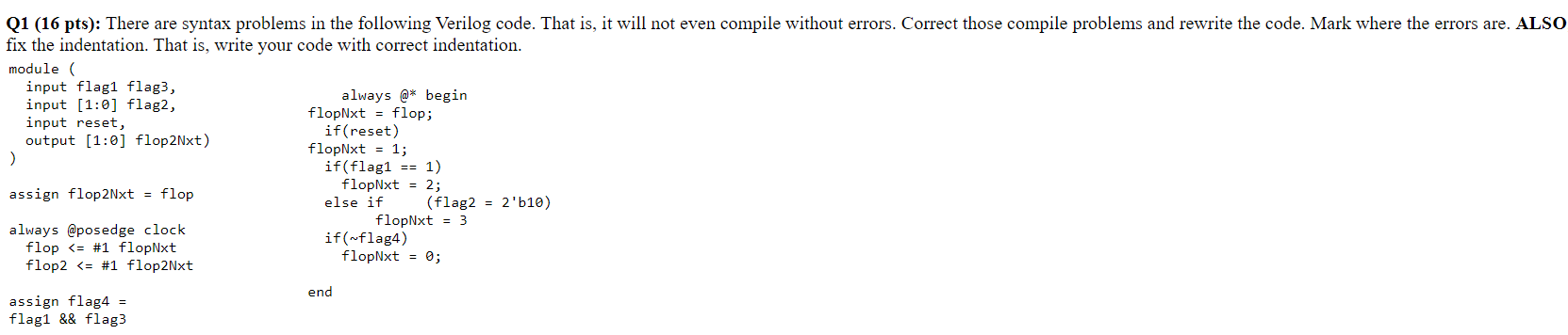 Solved Q1 (16 pts): There are syntax problems in the | Chegg.com