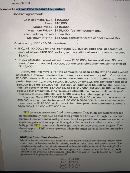 Solved QUESTION Refer to the CPIF and FPIF example problems | Chegg.com