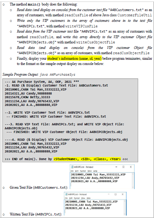 Solved Class CustomerFileUtil [8 marks] Create a public Java | Chegg.com