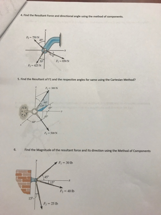 Solved 4. Find the Resultant Force and directional angle | Chegg.com
